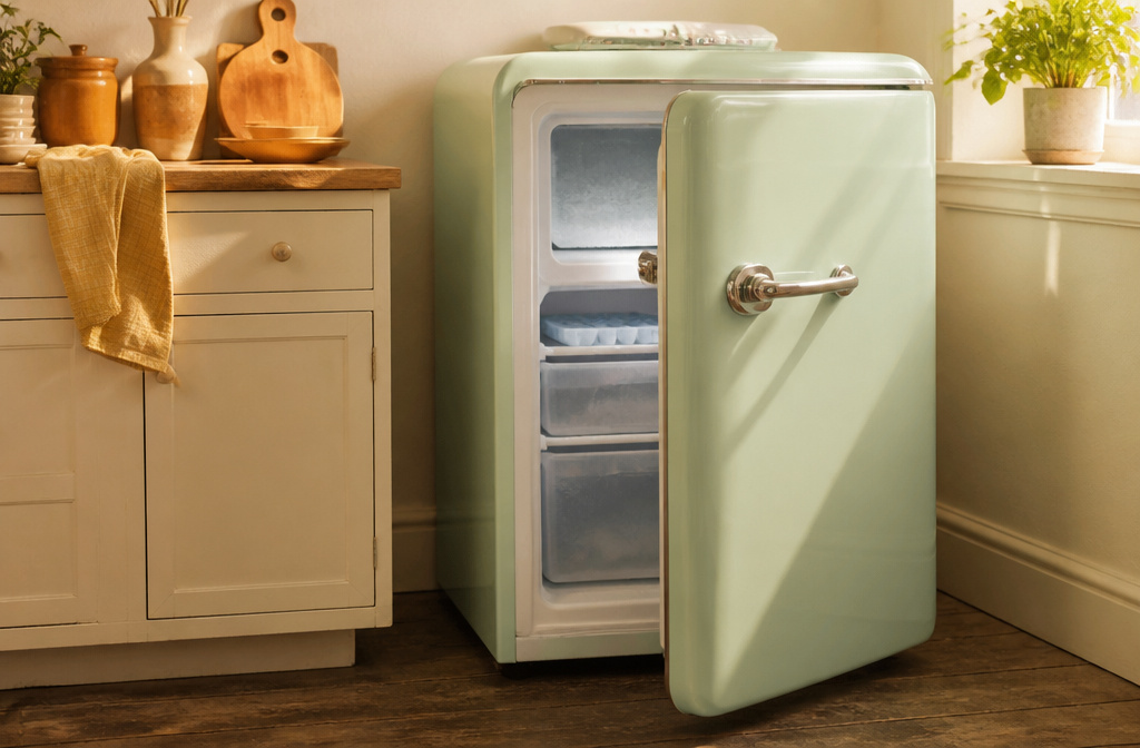 Various mini refrigerators with freezers displayed in an article layout.